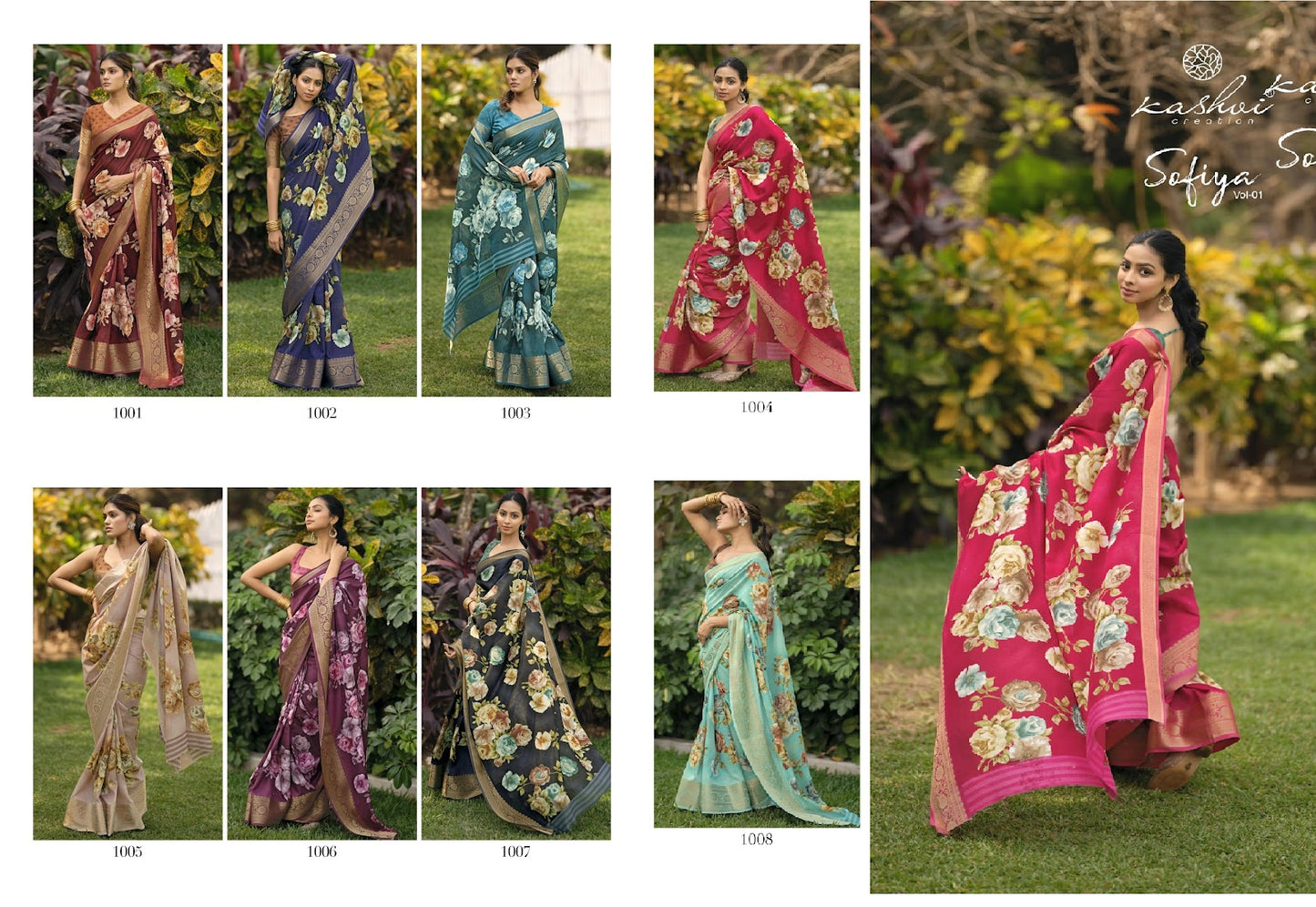Sofiya Vol 1 Kashvi Creation Dull Moss Sarees Wholesaler Gujarat