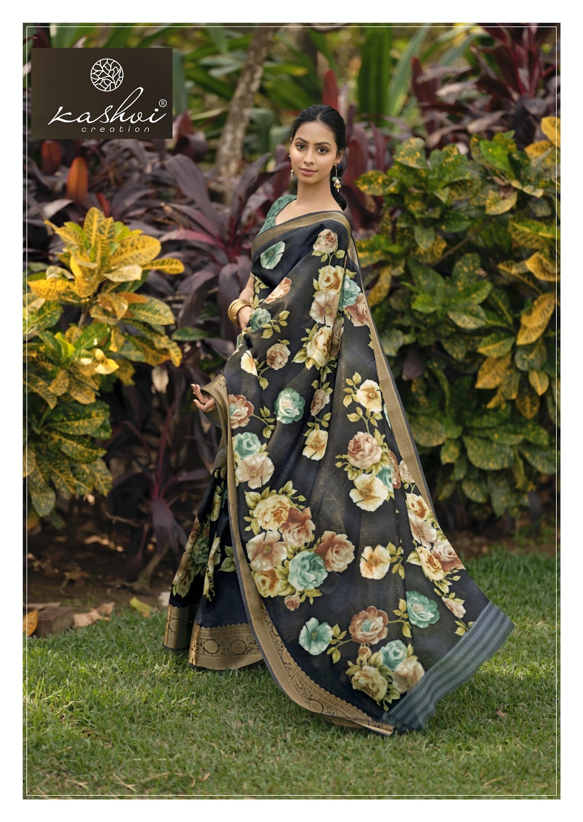 Sofiya Vol 1 Kashvi Creation Dull Moss Sarees Wholesaler Gujarat