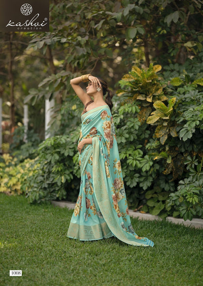 Sofiya Vol 1 Kashvi Creation Dull Moss Sarees Wholesaler Gujarat