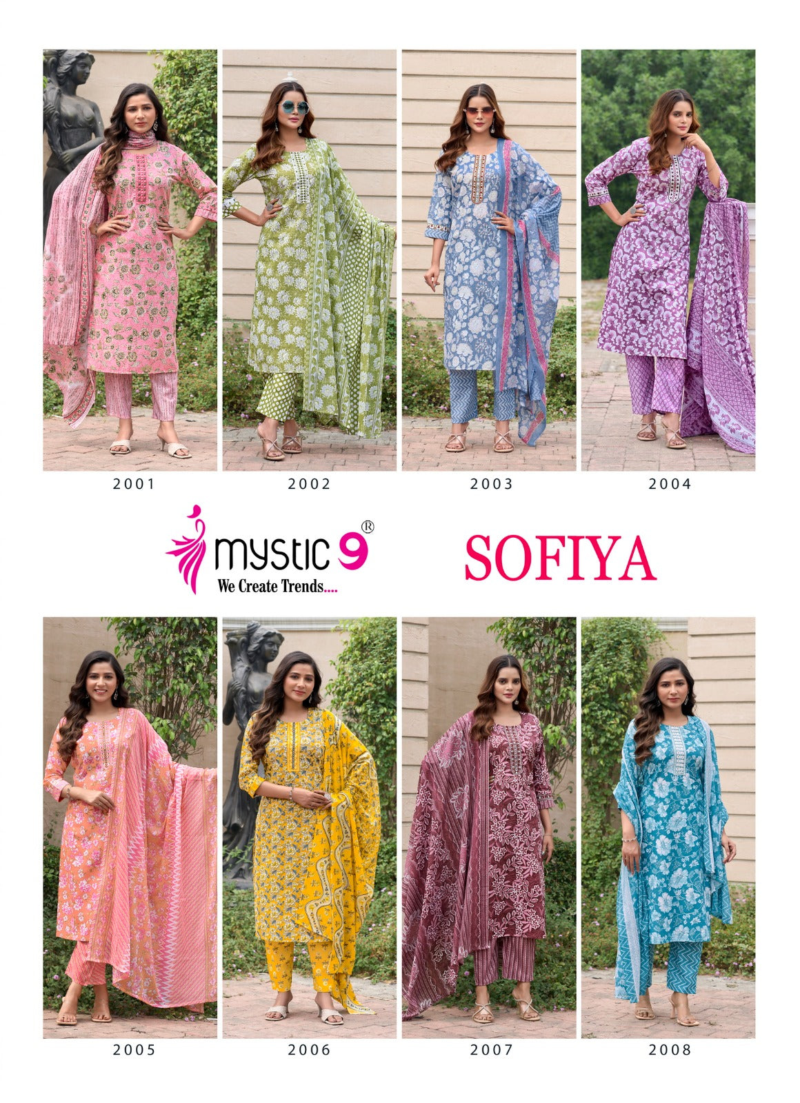Sofiya Vol 2 Mystic 9 Cotton Cambric Readymade Pant Style Suits Wholesaler Ahmedabad