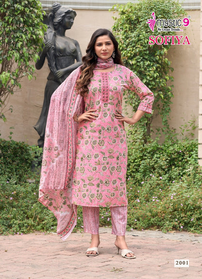 Sofiya Vol 2 Mystic 9 Cotton Cambric Readymade Pant Style Suits Wholesaler Ahmedabad