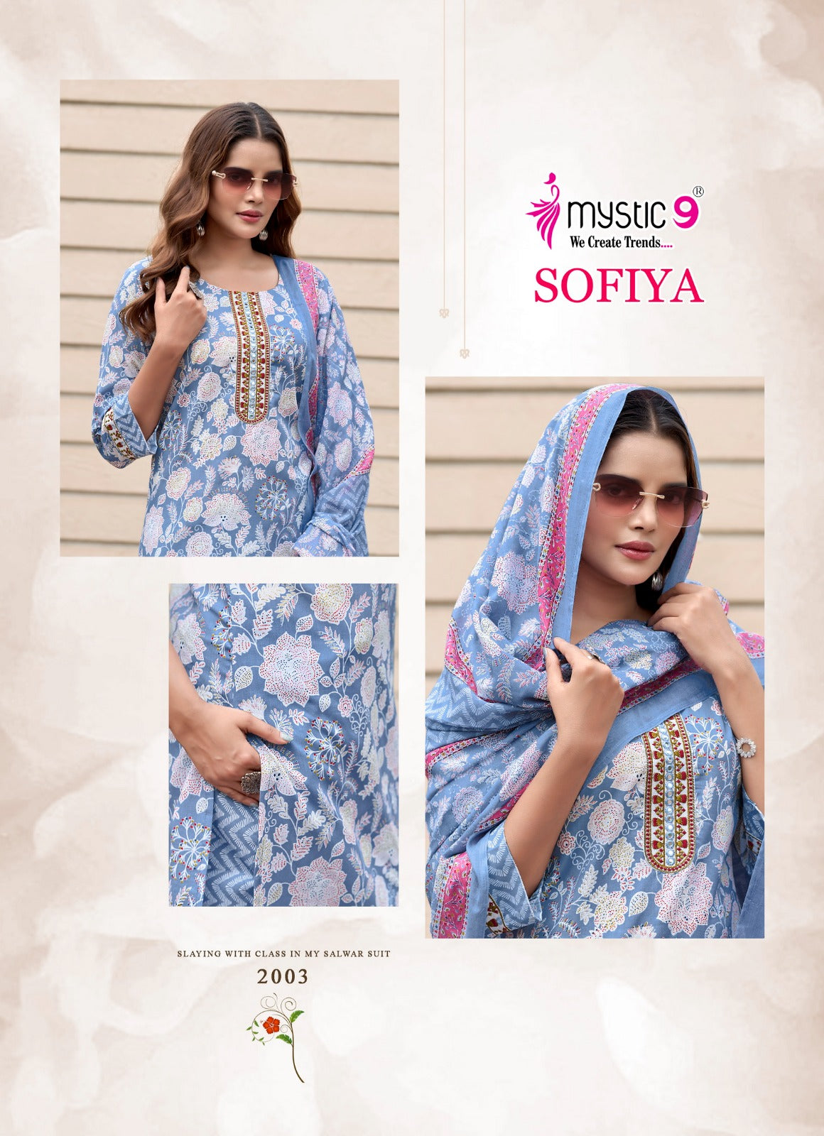 Sofiya Vol 2 Mystic 9 Cotton Cambric Readymade Pant Style Suits Wholesaler Ahmedabad