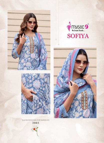 Sofiya Vol 2 Mystic 9 Cotton Cambric Readymade Pant Style Suits Wholesaler Ahmedabad