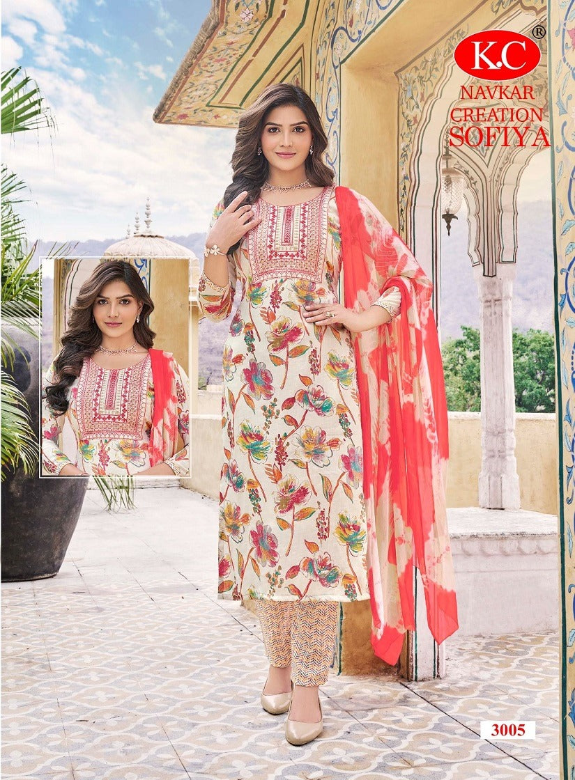 Sofiya Vol 3 Navkar Creation Rayon Capsule Readymade Pant Style Suits Supplier Gujarat