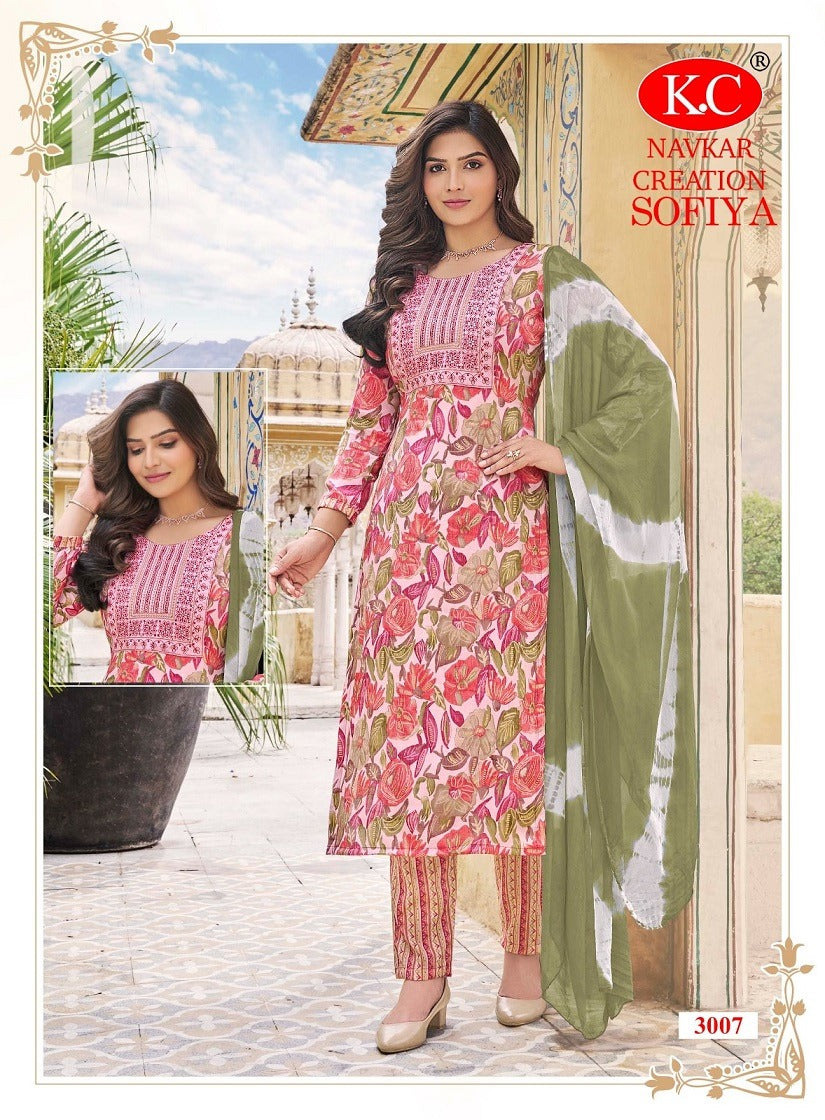 Sofiya Vol 3 Navkar Creation Rayon Capsule Readymade Pant Style Suits Supplier Gujarat