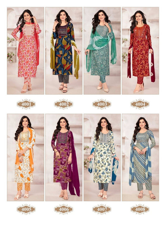 Sofiya Vol 4 Navkar Creation Rayon Capsule Readymade Pant Style Suits Manufacturer India