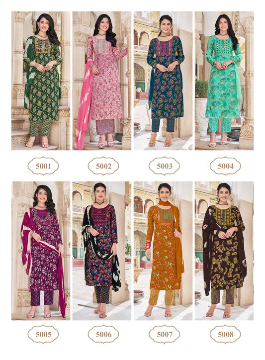 Sofiya Vol 5 Navkar Creation Capsule Foil Readymade Pant Style Suits Wholesaler