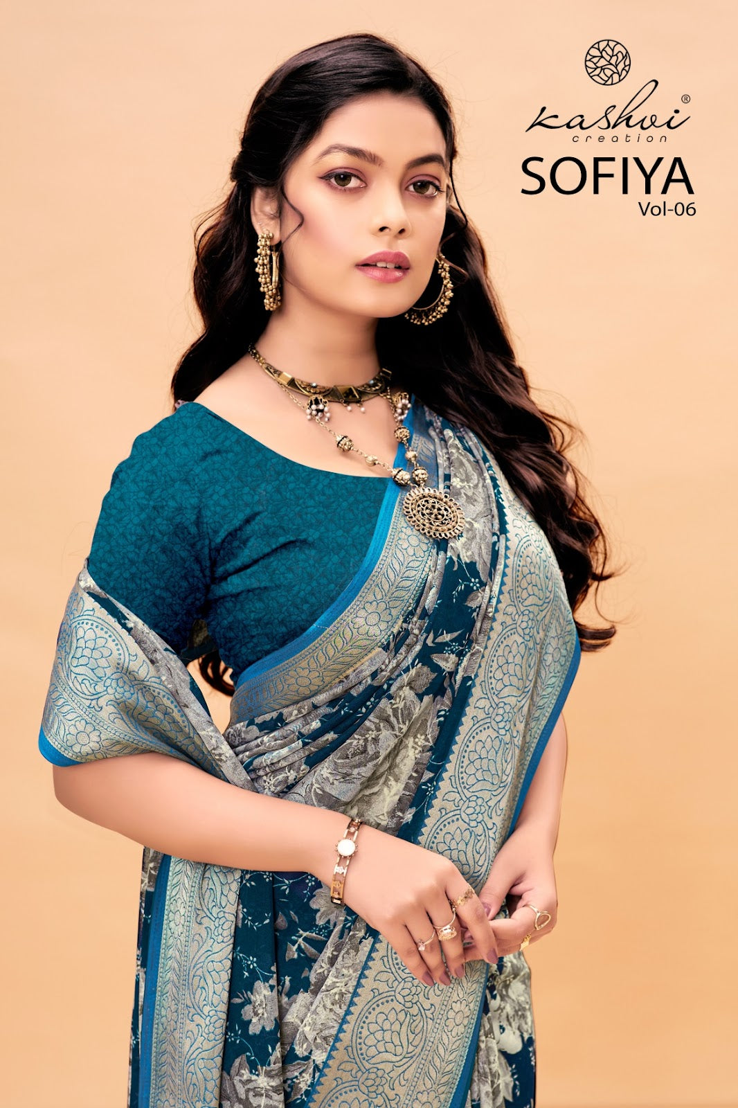 Sofiya Vol 6 Kashvi Creation Dull Moss Sarees Wholesaler