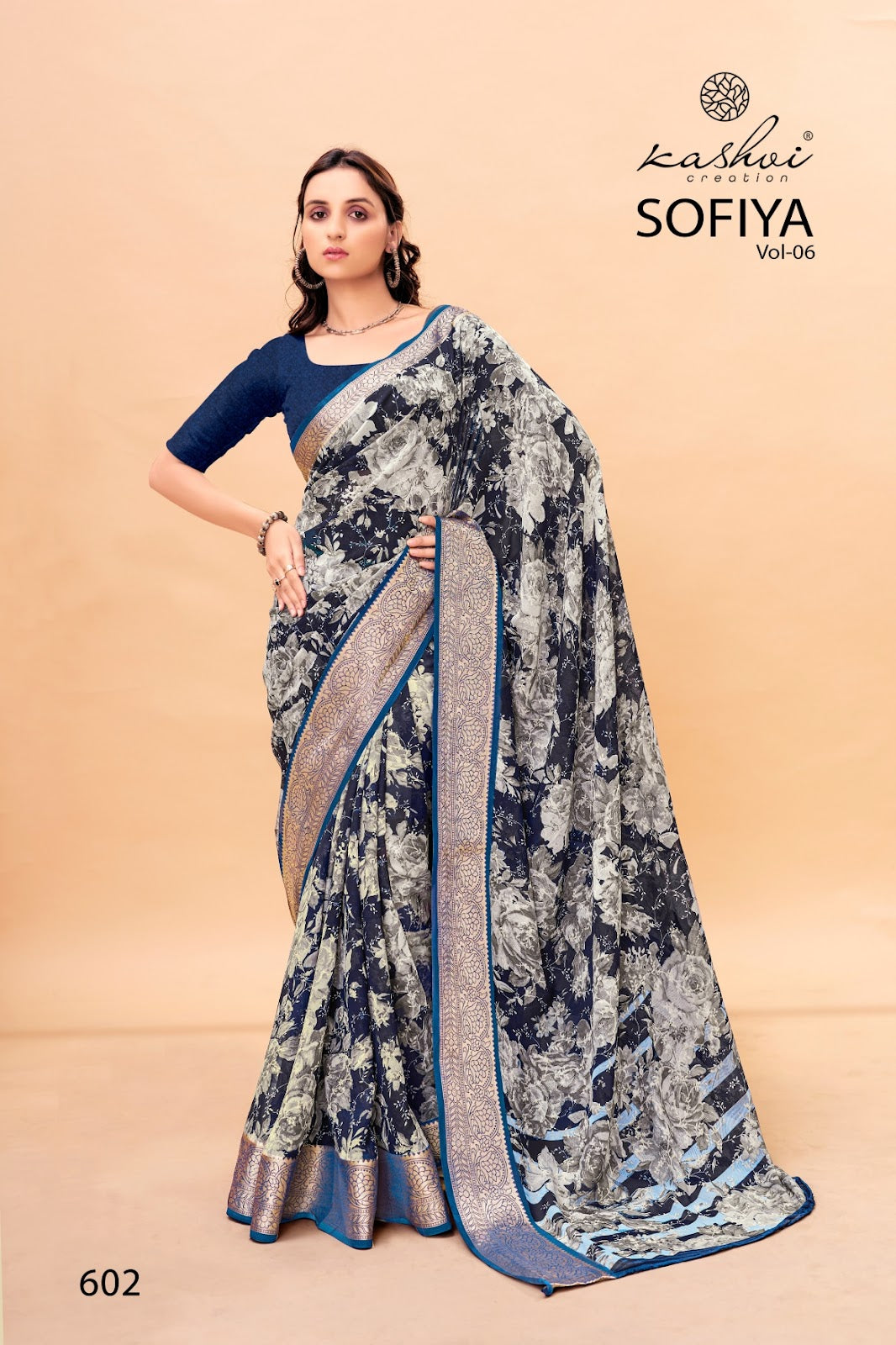 Sofiya Vol 6 Kashvi Creation Dull Moss Sarees Wholesaler