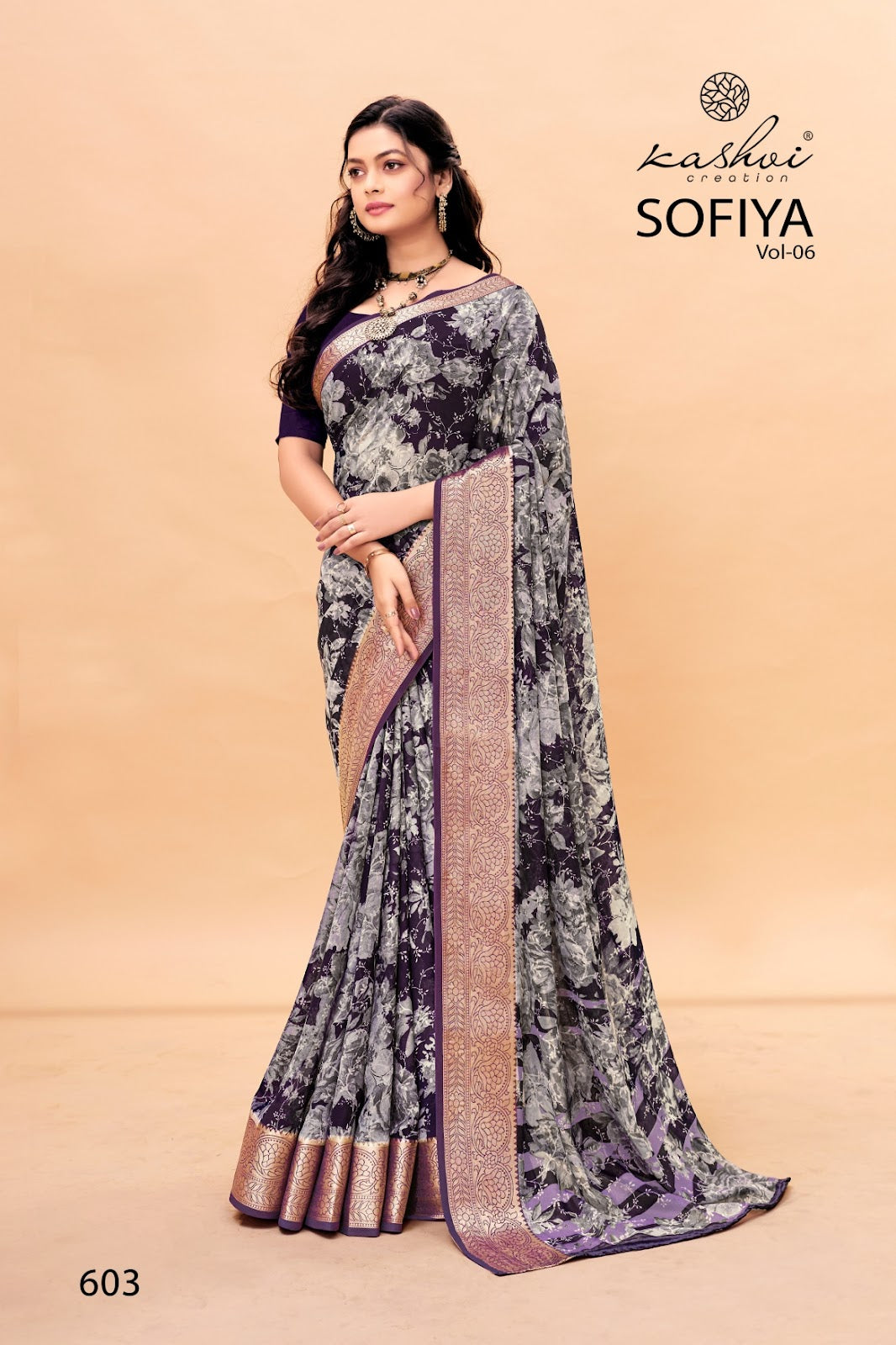 Sofiya Vol 6 Kashvi Creation Dull Moss Sarees Wholesaler