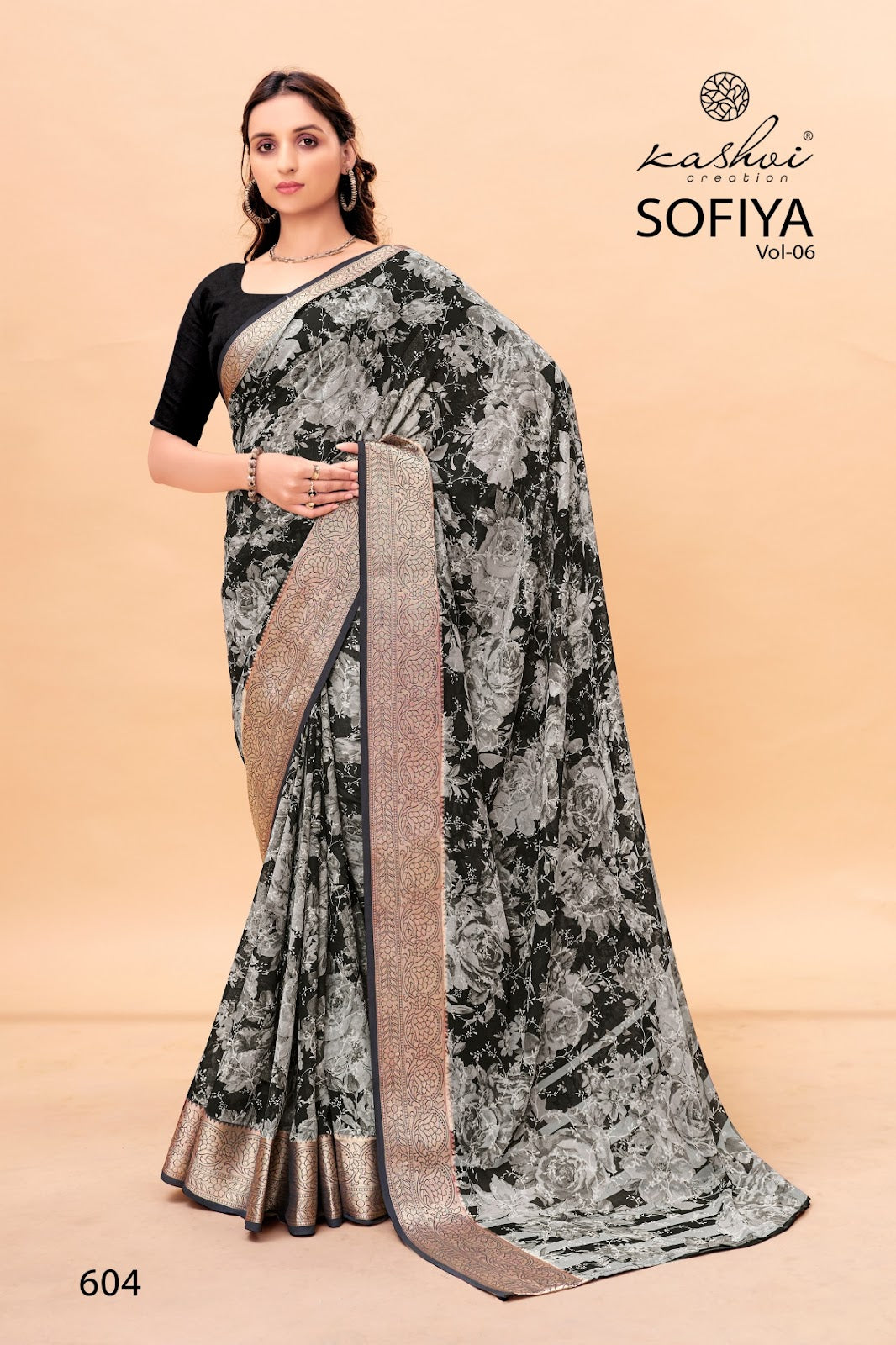 Sofiya Vol 6 Kashvi Creation Dull Moss Sarees Wholesaler
