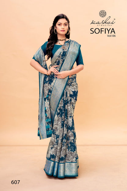 Sofiya Vol 6 Kashvi Creation Dull Moss Sarees Wholesaler