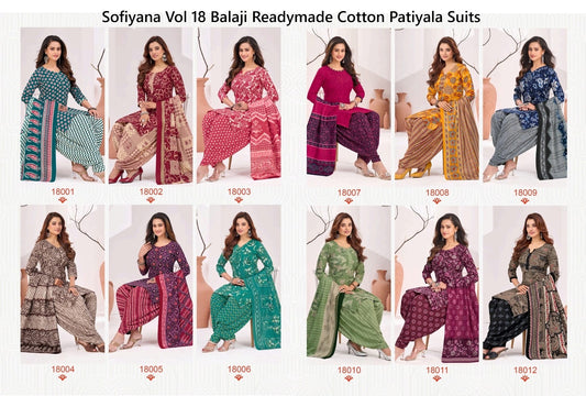 Sofiyana Vol 18 Balaji Indo Readymade Cotton Patiyala Suits Wholesale Price