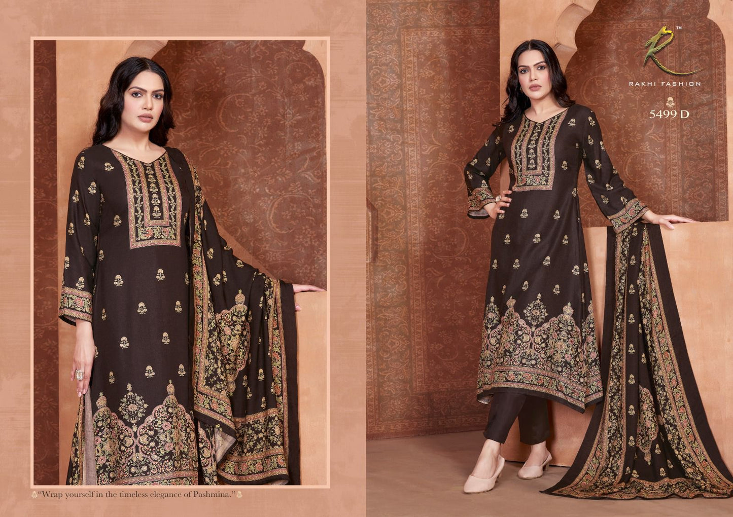 Soft Fern Rakhi Fashion Pashmina Suits Exporter India