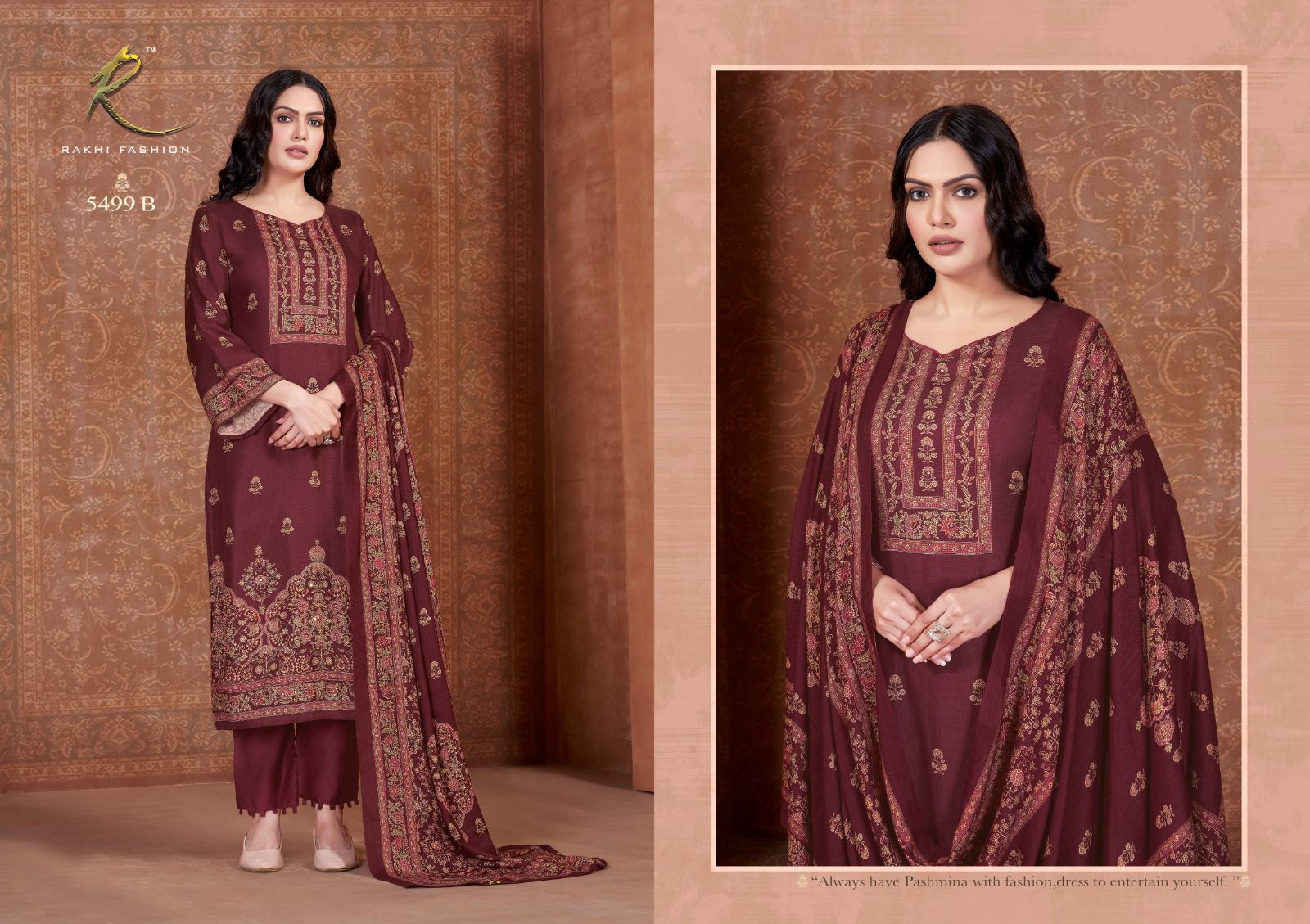 Soft Fern Rakhi Fashion Pashmina Suits Exporter India