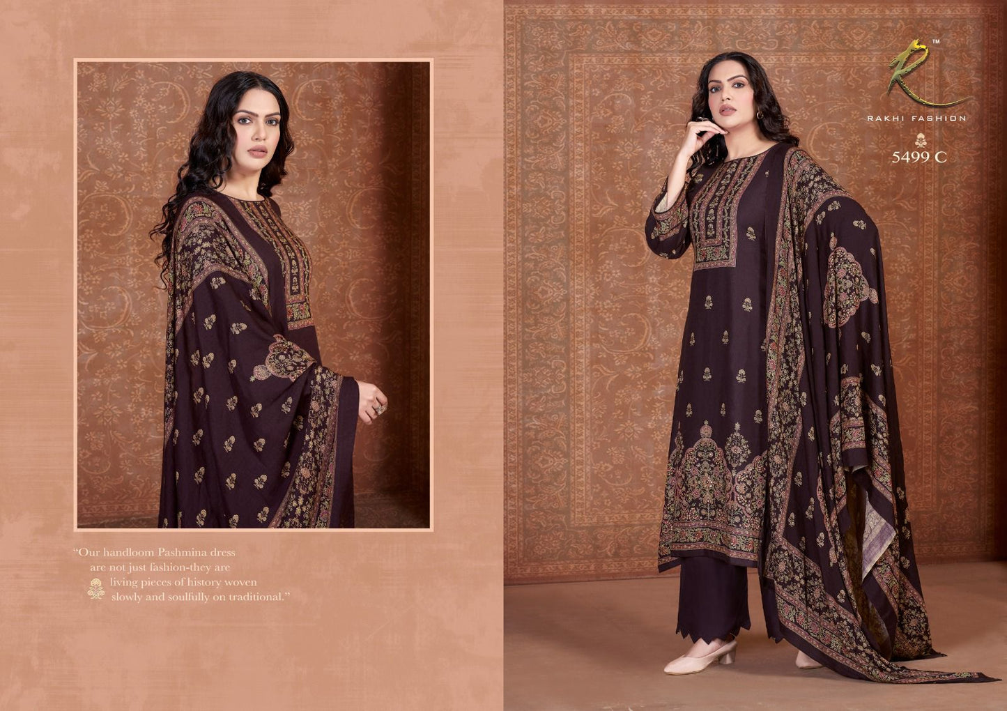 Soft Fern Rakhi Fashion Pashmina Suits Exporter India