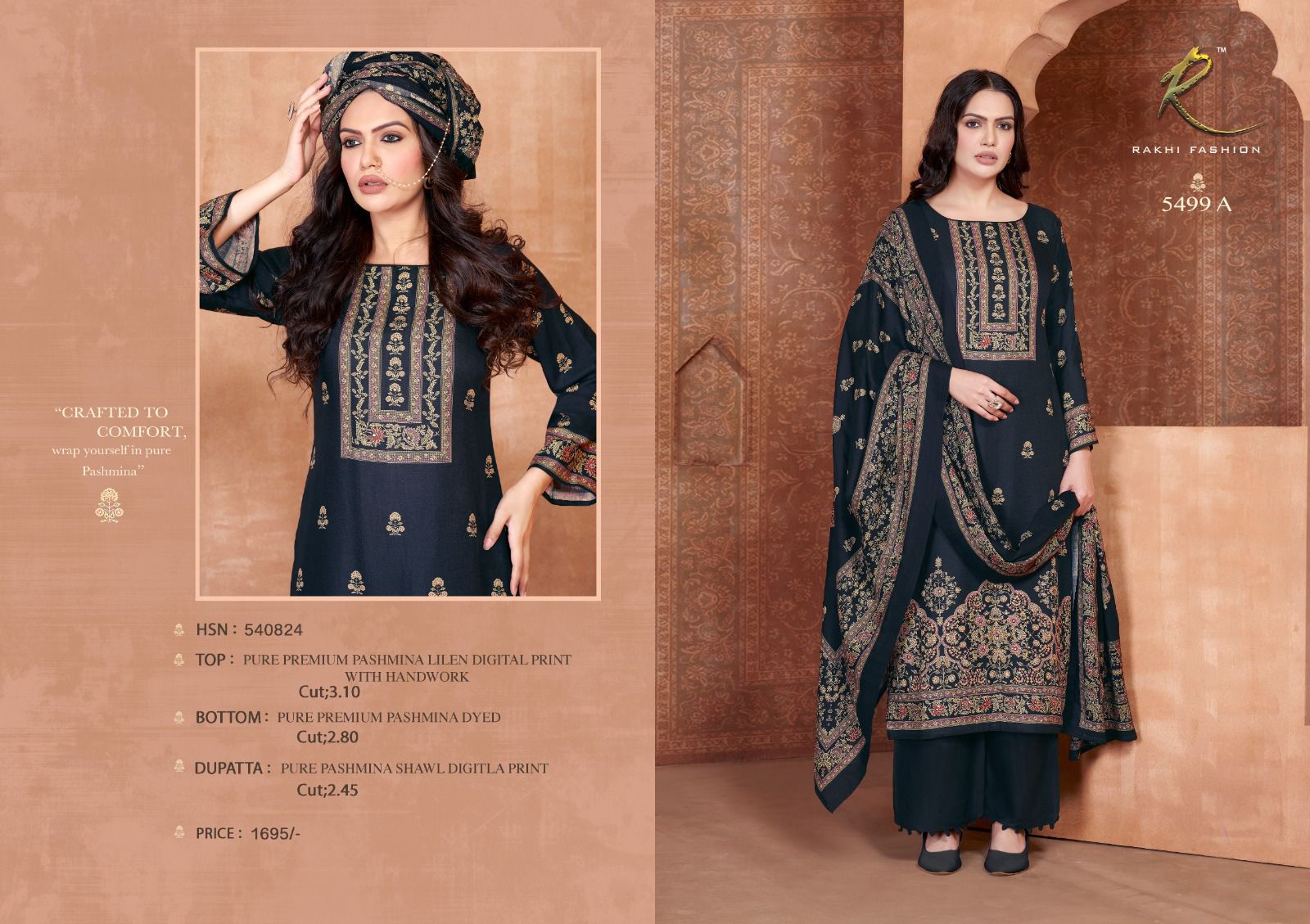 Soft Fern Rakhi Fashion Pashmina Suits Exporter India