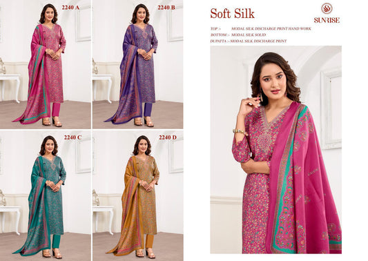 Soft Silk Sunrise Modal Silk Pant Style Suits Wholesale