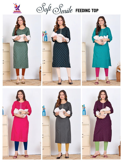 Soft Smile Mlm Kalash Lifestyle Rayon 14Kg Feeding Kurtis Wholesaler Ahmedabad