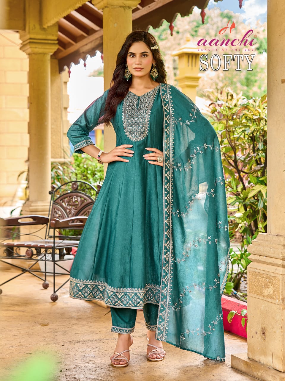 Softy Aanchi Vichitra Silk Readymade Anarkali Suits Wholesaler India