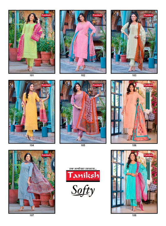Softy Vol 1 Taniksh Muslin Readymade Pant Style Suits Supplier Gujarat