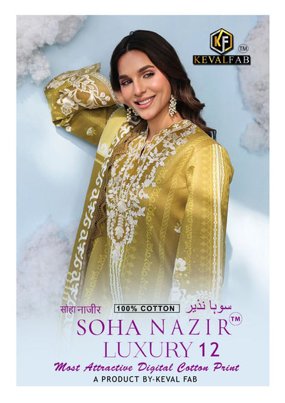 Soha Nazir Luxury 12 Keval Fab Cotton Karachi Salwar Suits Manufacturer Ahmedabad