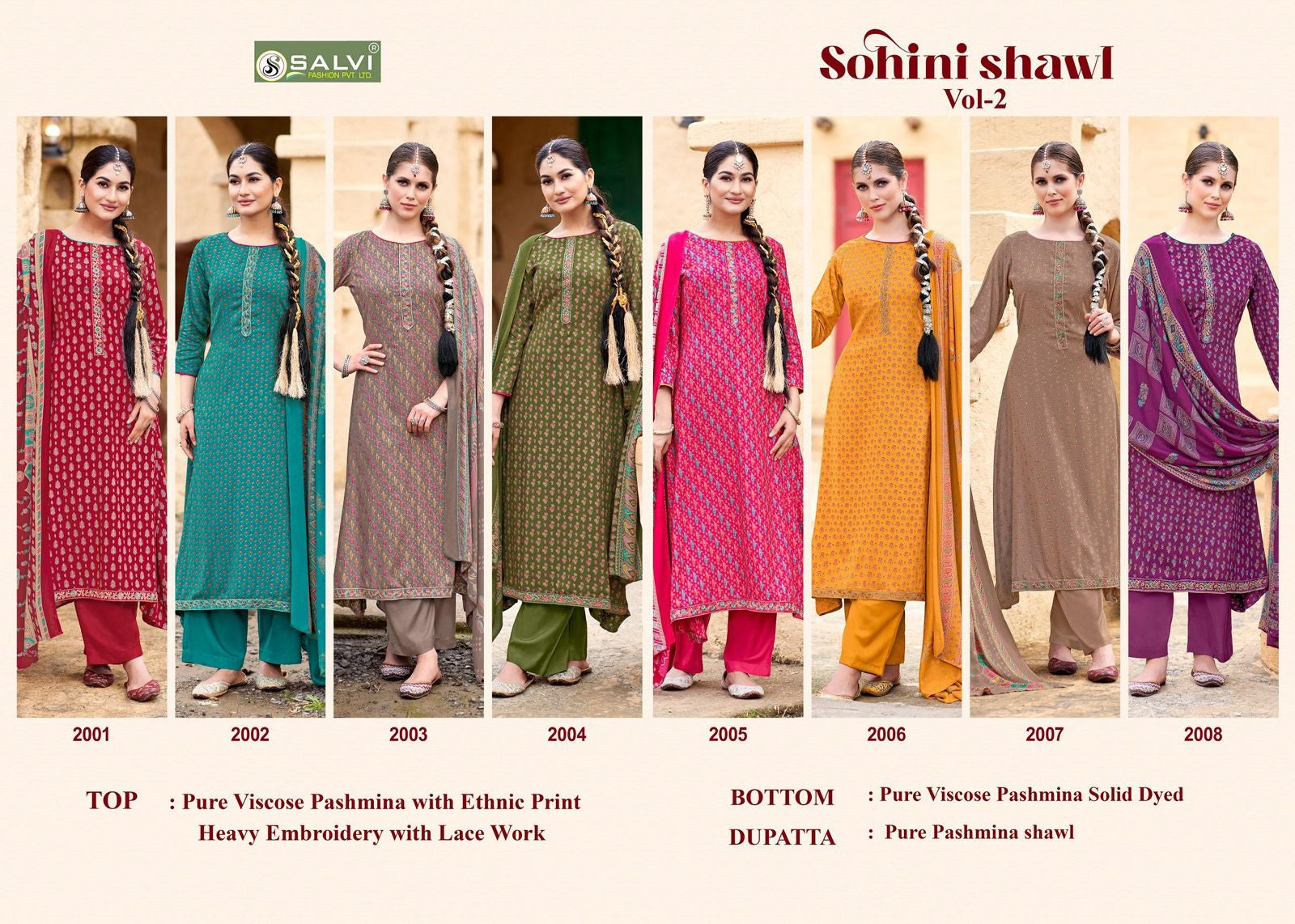 Sohini Shawl Vol 2 Salvi Fashion Pure Viscose Pashmina Suits Exporter