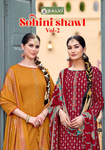 Sohini Shawl Vol 2 Salvi Fashion Pure Viscose Pashmina Suits Exporter
