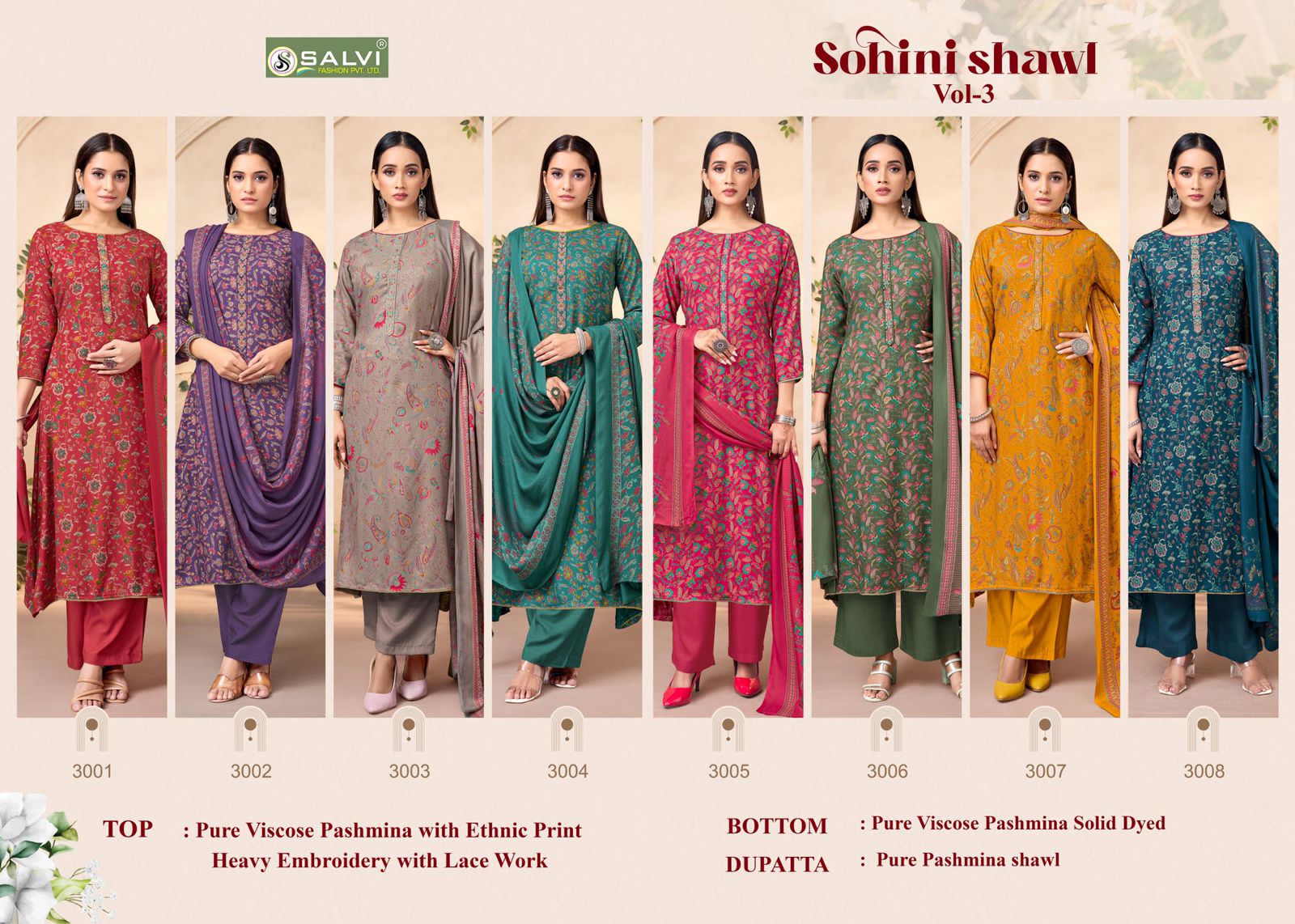 Sohini Shawl Vol 3 Salvi Fashion Pashmina Suits Exporter India