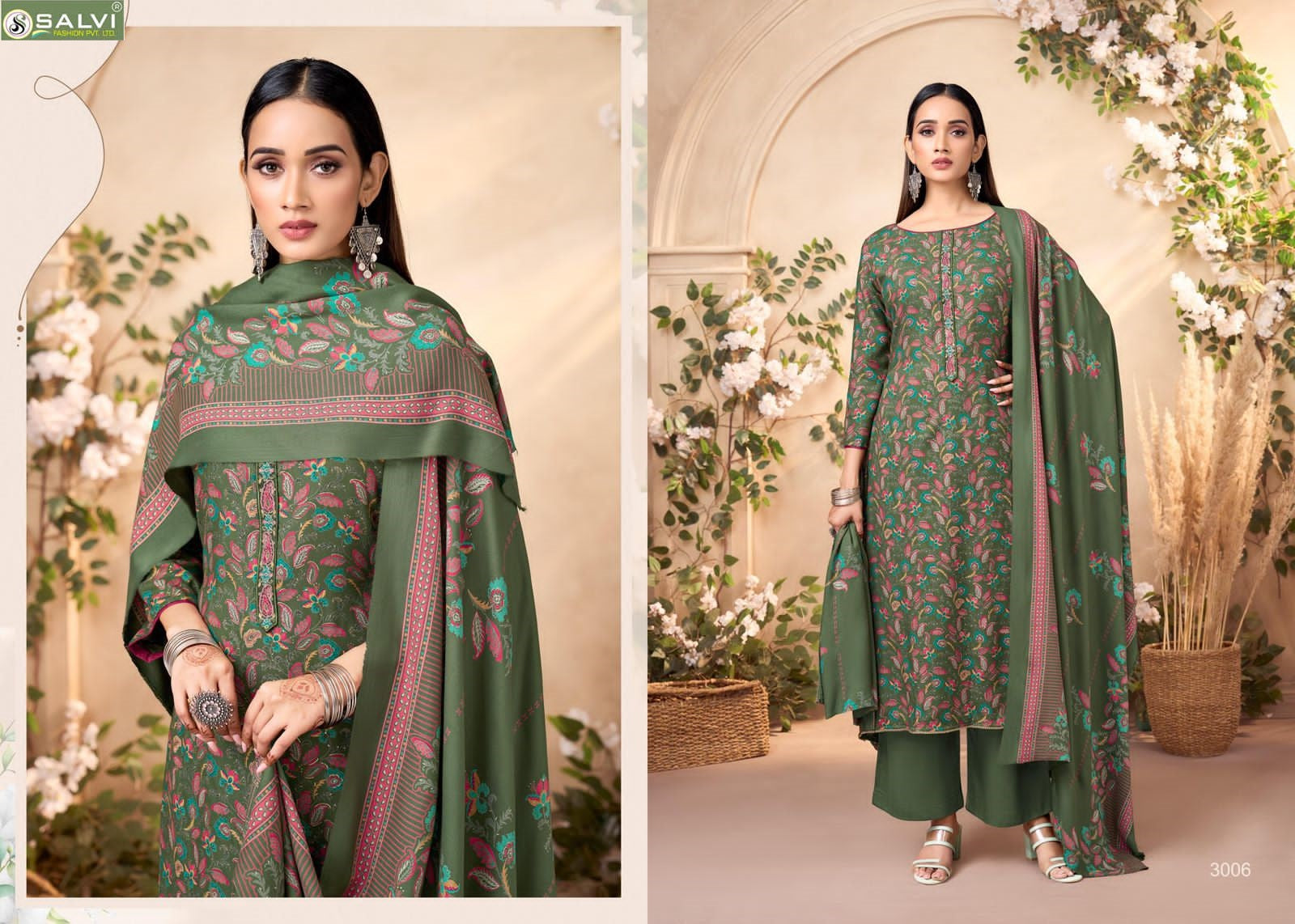 Sneha Mumtaz Arts Viscose Karachi Pashmina Salwar Suits Supplier India