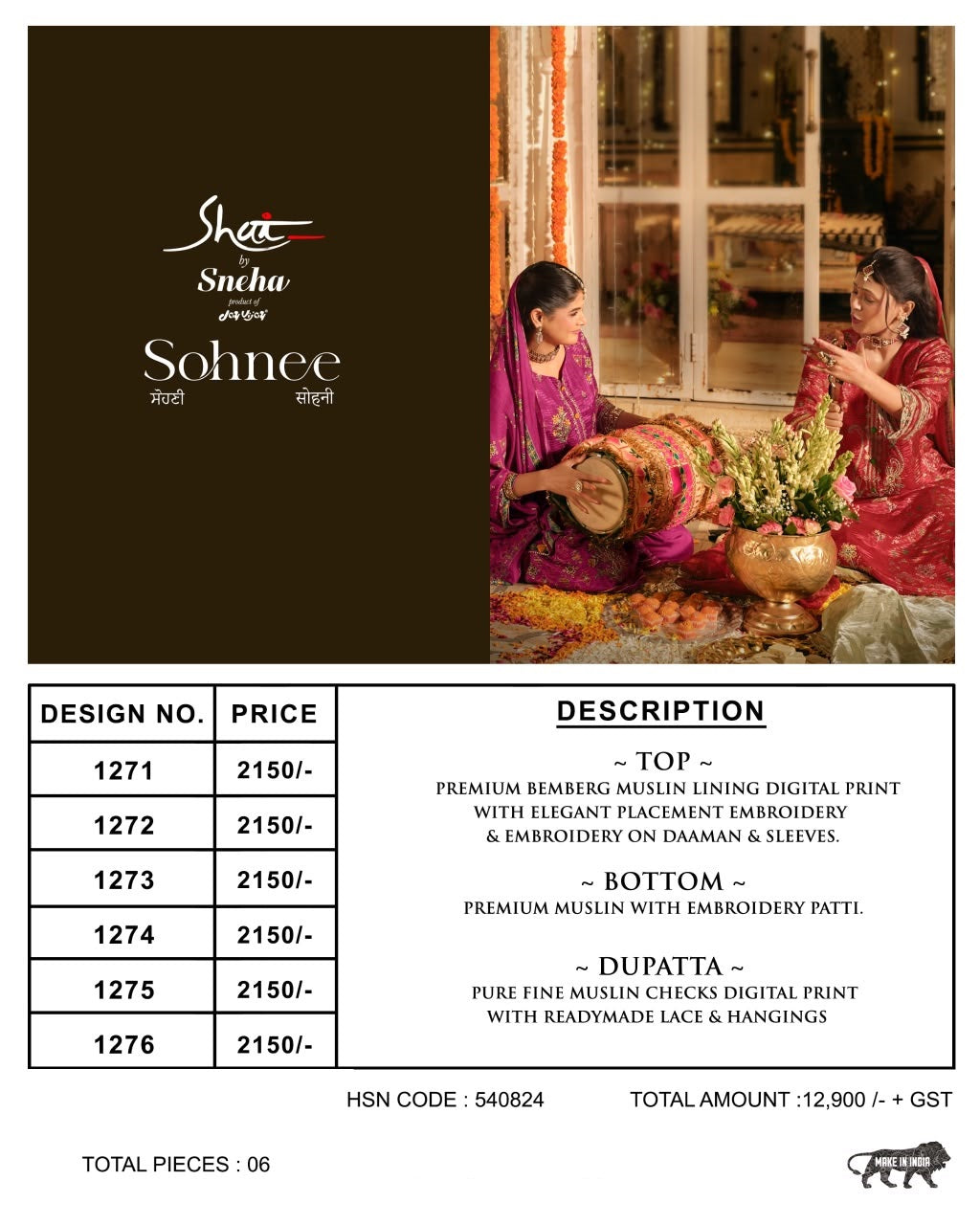 Sohnee Jay Vijay Shai Pant Style Suits Wholesale Rate