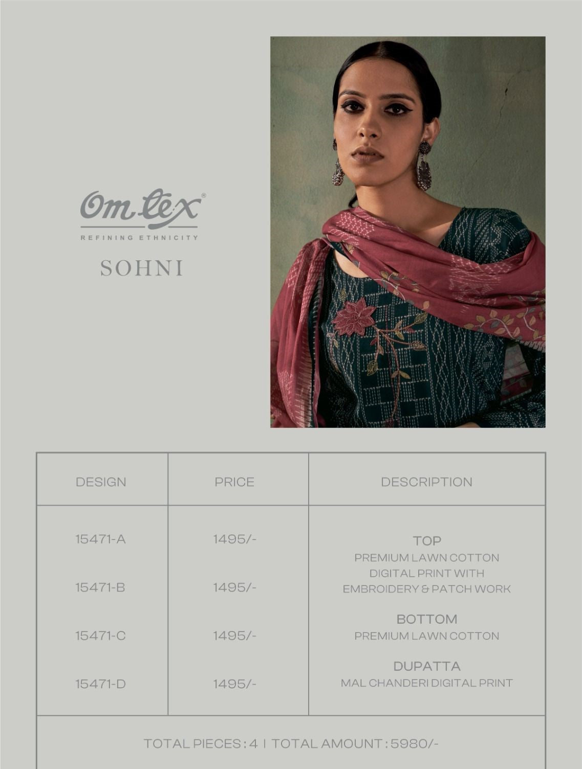 Sohni Omtex Lawn Cotton Plazzo Style Suits Manufacturer India
