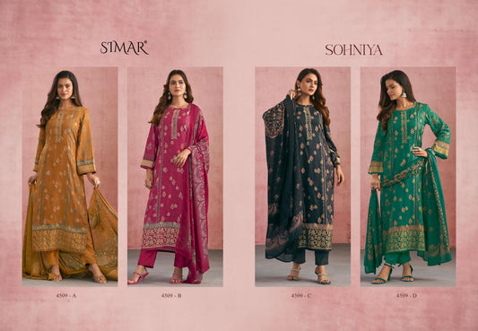 Sohniya Simar Glossy Silk Pant Style Suits Supplier Ahmedabad
