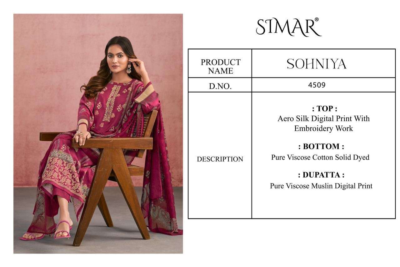 Sohniya Simar Glossy Silk Pant Style Suits Supplier Ahmedabad