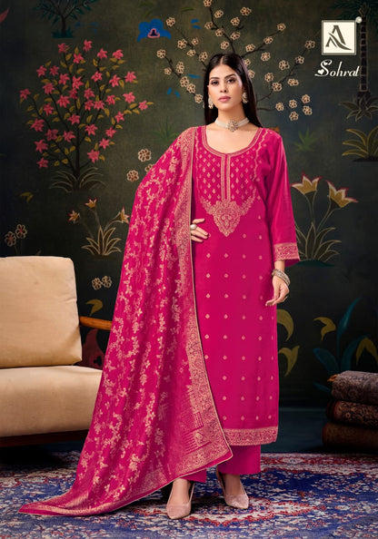 Sohrat Alok Viscose Pashmina Suits Wholesaler