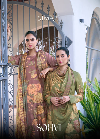 Sohvi 9067 Simar Viscose Muslin Pant Style Suits Exporter Gujarat