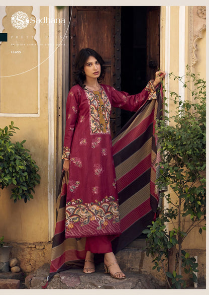 Sol Sadhana Pure Lawn Pant Style Suits Supplier Gujarat