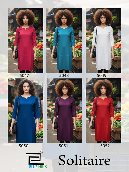 Solitaire Blue Hills Rayon 14Kg Straight Cut Kurtis Manufacturer