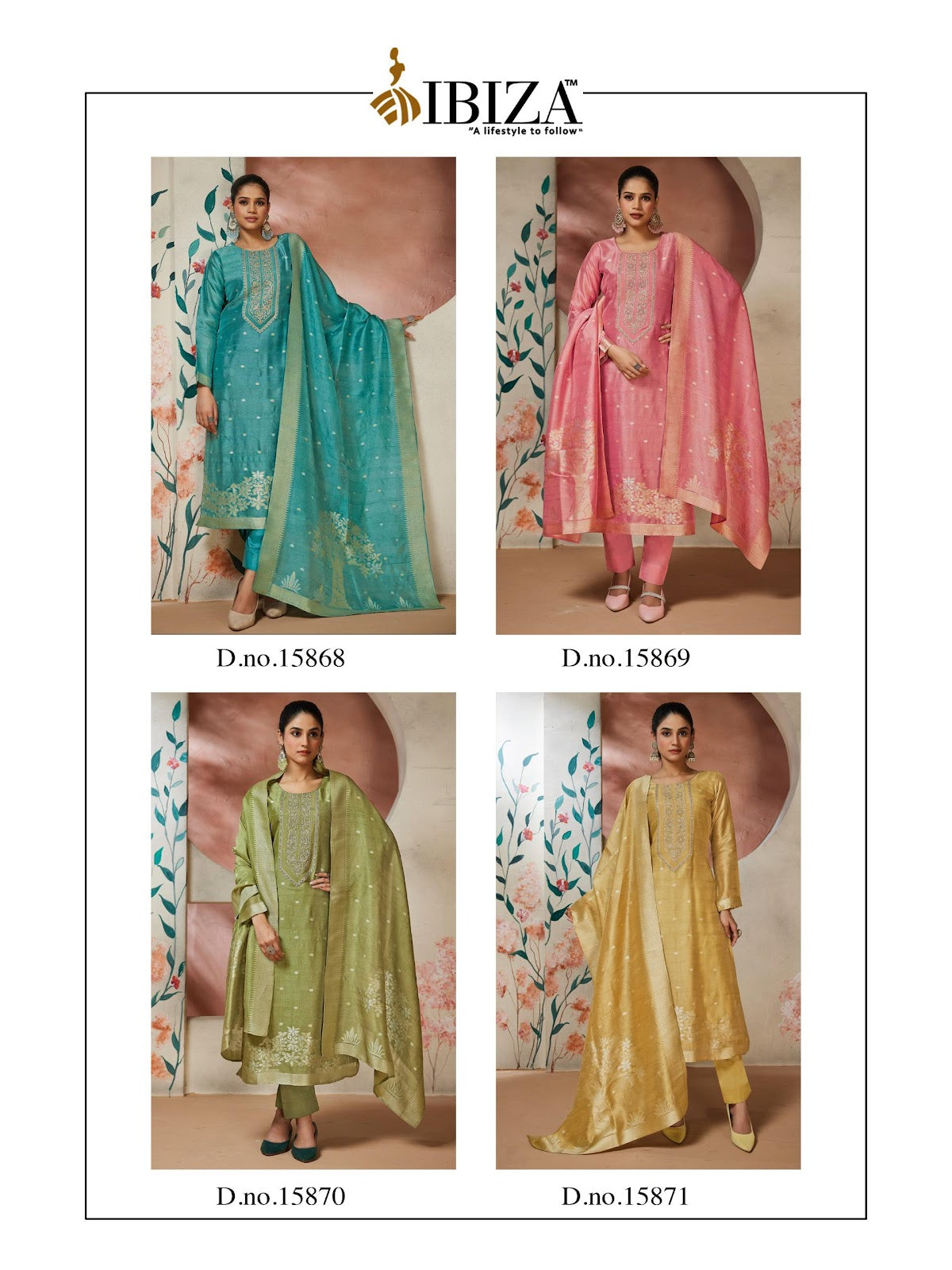 Solitaire Ibiza Silk Jacquard Pant Style Suits Exporter