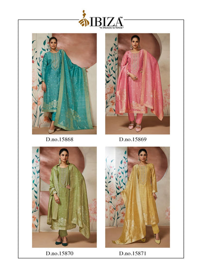 Solitaire Ibiza Silk Jacquard Pant Style Suits Exporter