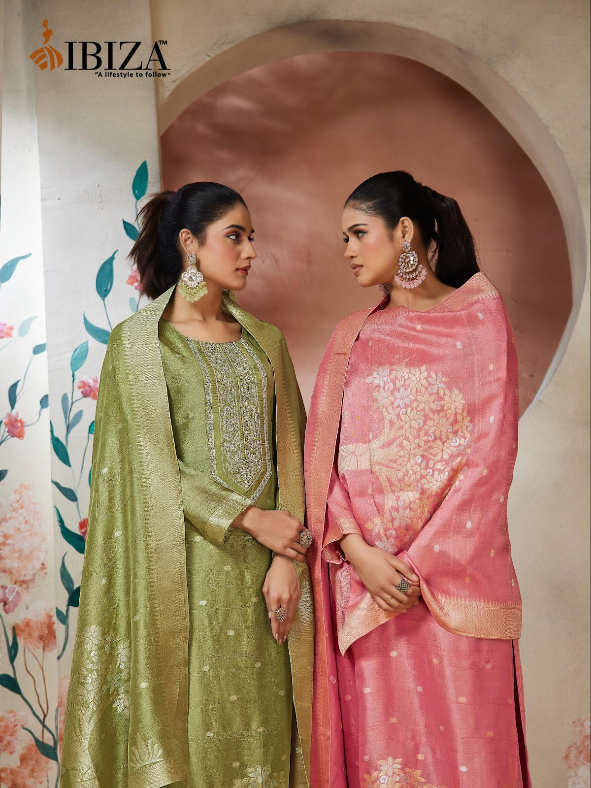 Solitaire Ibiza Silk Jacquard Pant Style Suits Exporter