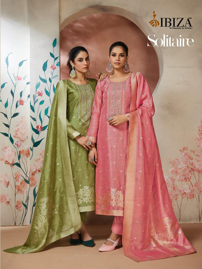 Solitaire Ibiza Silk Jacquard Pant Style Suits Exporter