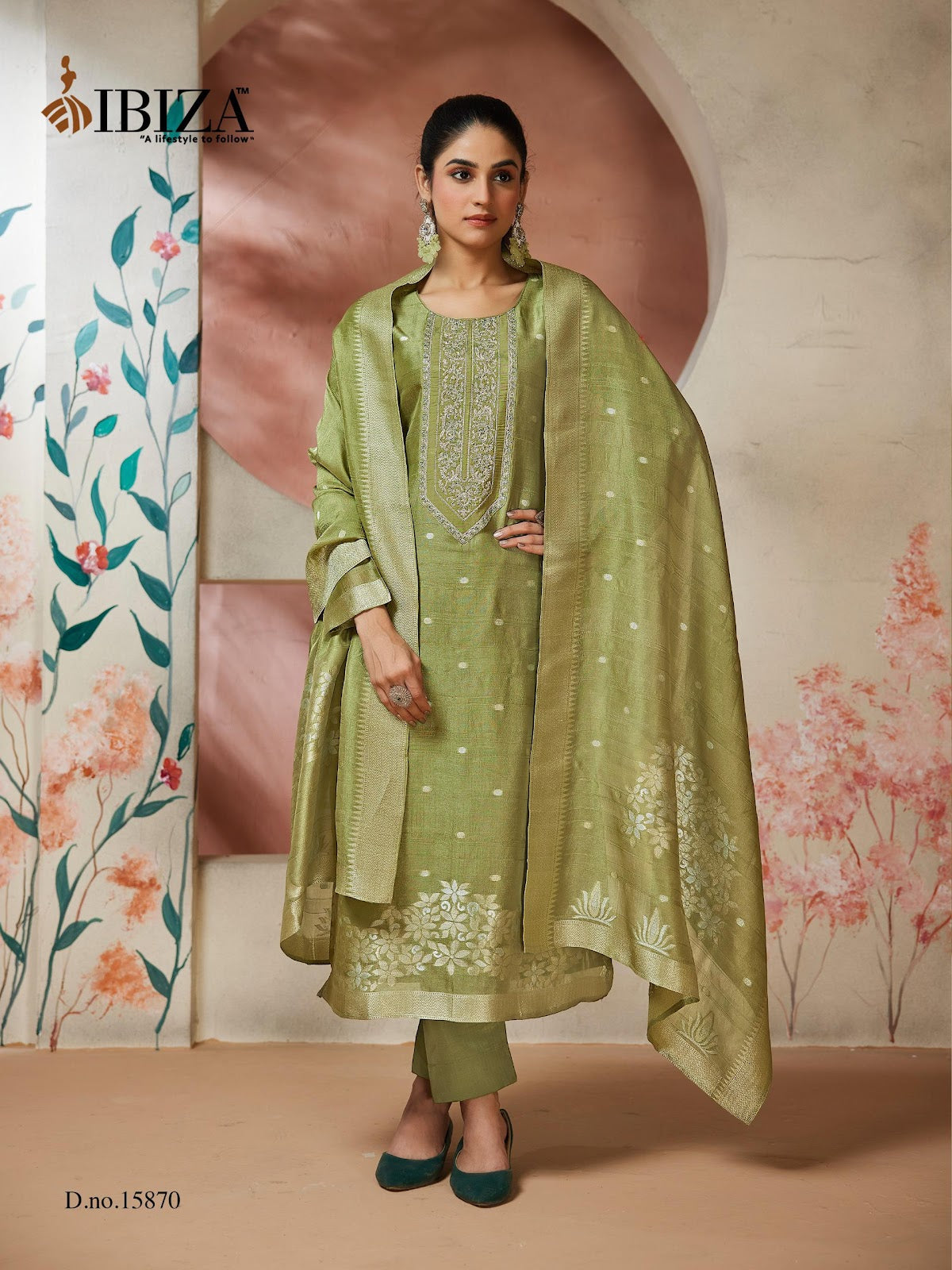 Solitaire Ibiza Silk Jacquard Pant Style Suits Exporter