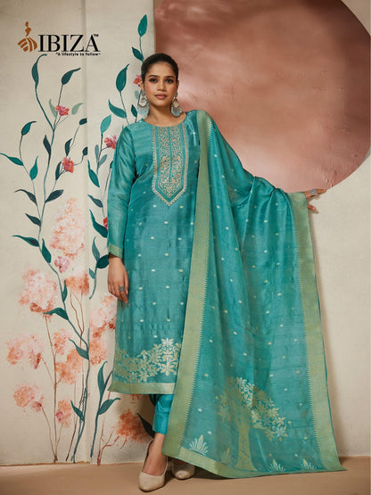 Solitaire Ibiza Silk Jacquard Pant Style Suits Exporter