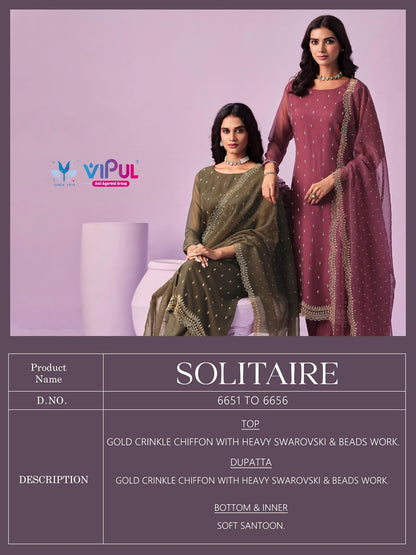 Solitaire Vipul Chiffon Pant Style Suits Wholesale Price