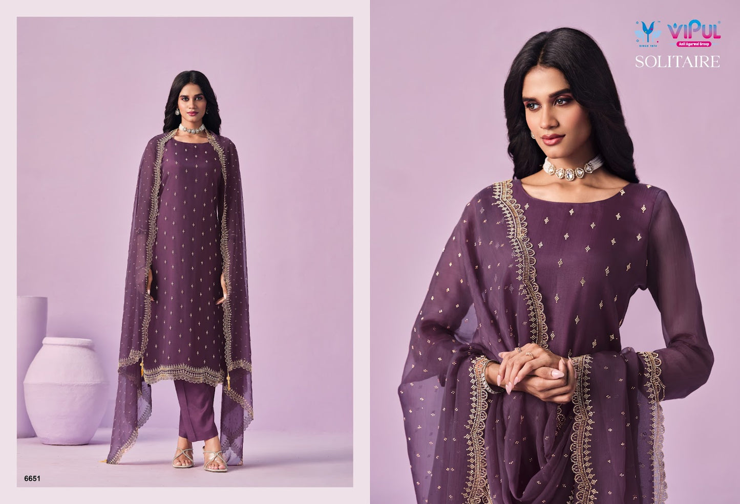Solitaire Vipul Chiffon Pant Style Suits Wholesale Price