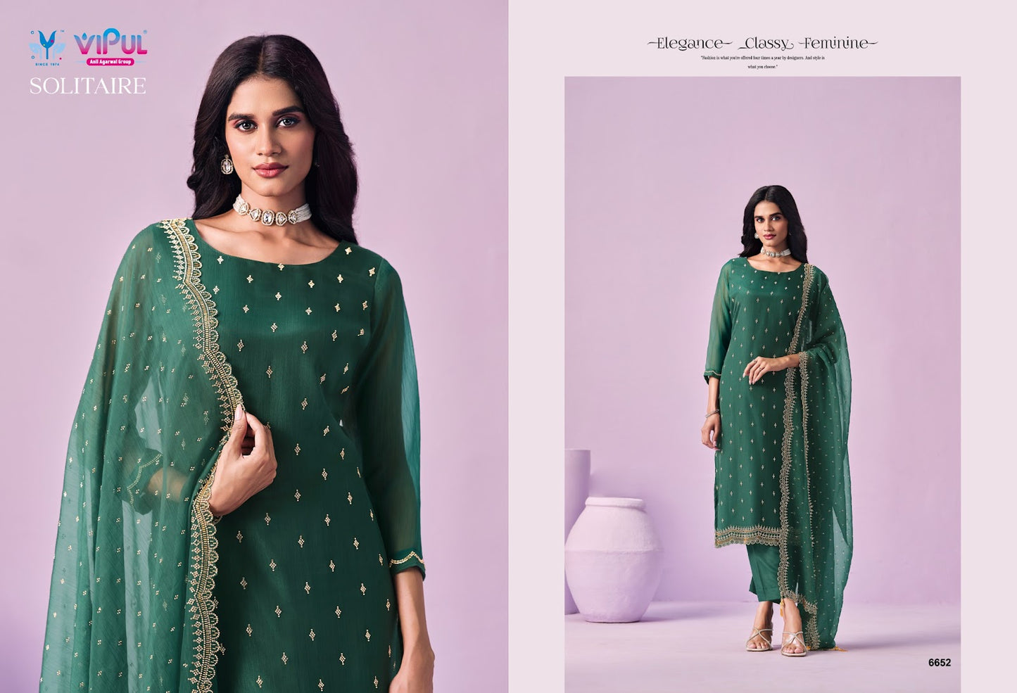 Solitaire Vipul Chiffon Pant Style Suits Wholesale Price