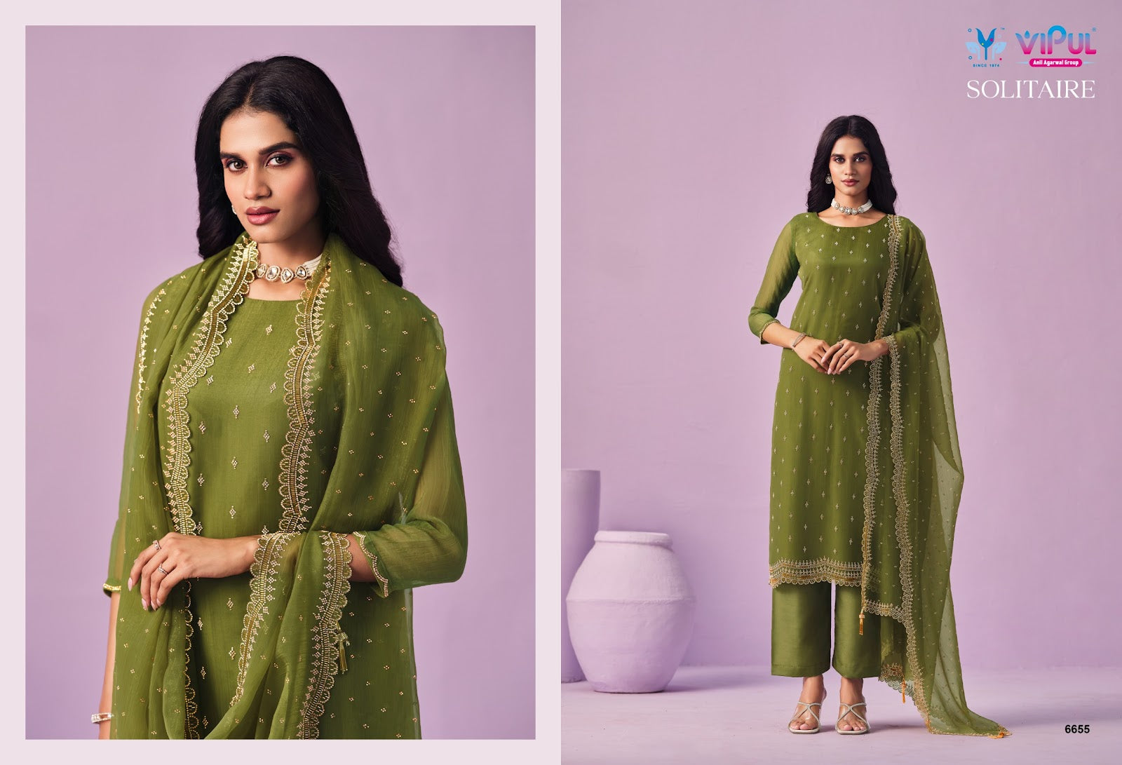 Solitaire Vipul Chiffon Pant Style Suits Wholesale Price