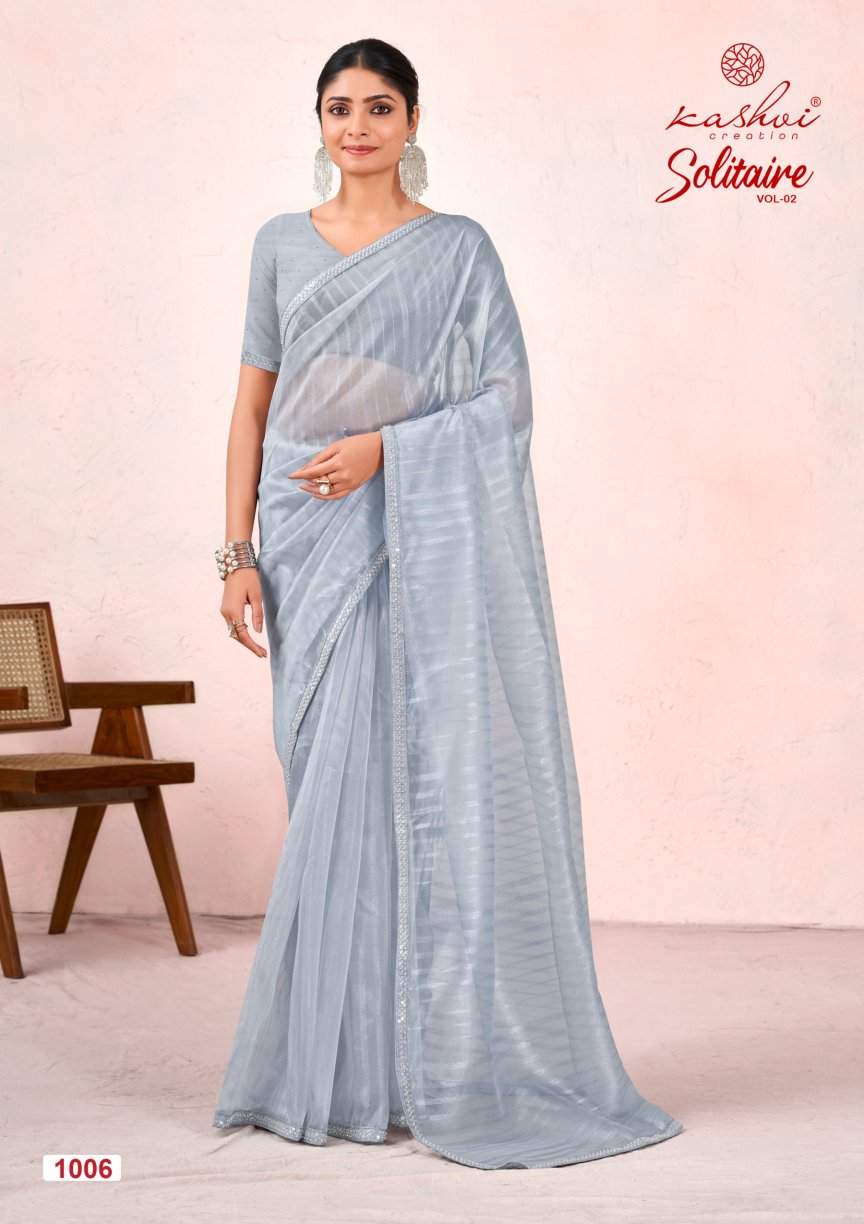 Solitaire Vol 2 Kashvi Creation Organza Sarees Supplier Ahmedabad