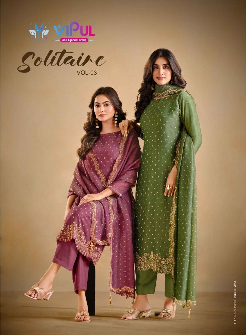 Solitaire Vol 3 Vipul Cationic Pant Style Suits Supplier